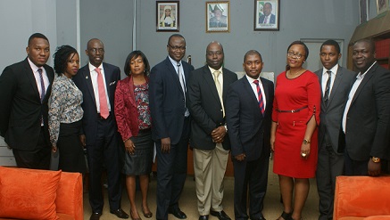 L-R: Gary Amadi (NIALS), Ms. Emmanuela Maduka (NIALS), Prof. Lanre Fagbohun (Chike Idigbe Distinguished Professor of Law and Director of Research, NIALS), Prof Animi Awah, director of Studies NIALS), Prof. Adedeji Adekunle, director general, NIALS, Prof. Bolaji Owasanoye of NIALS), Kabelo Makwane, country managing director, Microsoft Nigeria, Mrs. Ijeoma Abazie, head of Corporate Affairs, Microsoft Nigeria, Chukwuemeka Nwabuzor (NIALS) and Olayinka Oni, chief technology officer, Microsoft Nigeria, during a